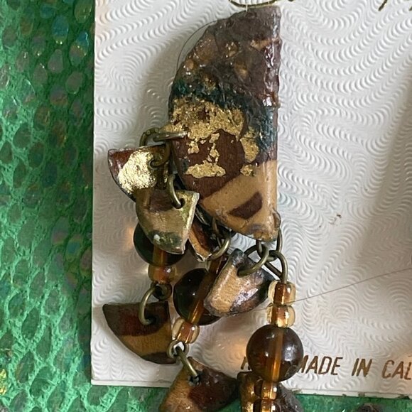 Vintage Carla Renee Handmade in California Dangle Pierced Earrings.  New  * - Picture 2 of 7